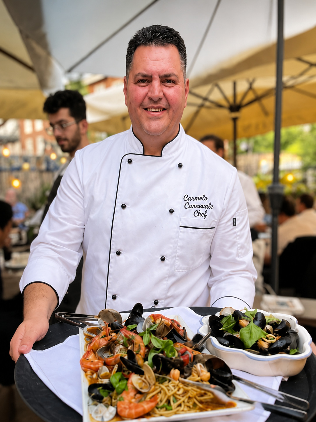 Chef Carmelo at the bar of Lizzie's Cucina